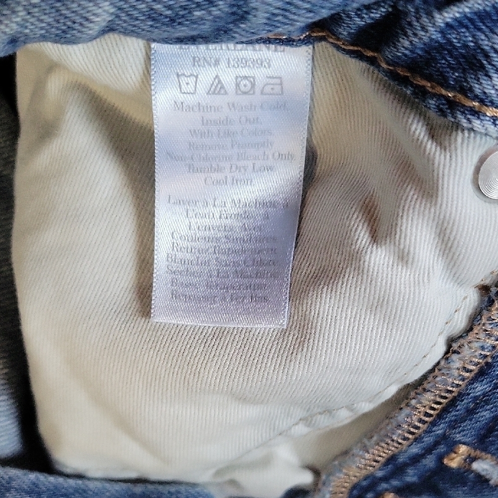Everlane Blue Jean Shorts High-Waisted Distressed Size 24 - Picture 9 of 10